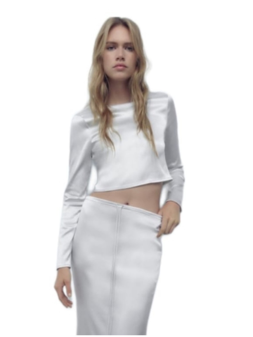 Zara Satin-Effect Crop Top